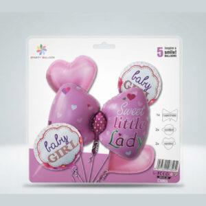 Sweet Little Lady Baby Girl Foil Balloon Set 5 pcs Baby Shower Decoration